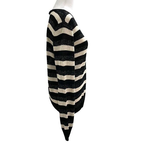A.P.C Linen Blend Metallic Stripe Knit Sweater Top Black Tan size Medium - Picture 3 of 6